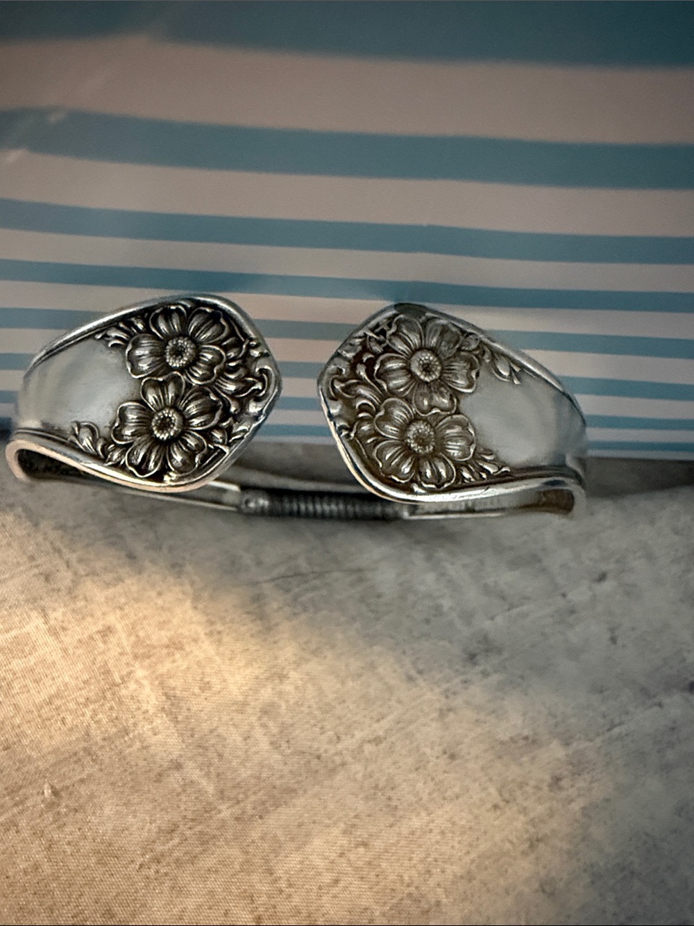 Silver Floral Spoon Bracelet - Women's Silver Flower Cuff